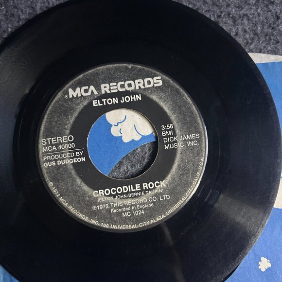 Lot of 2 Elton John 45 Vinyl Vintage Record 1970s Crocodile Rock Elderberry Wine - Picture 8 of 12
